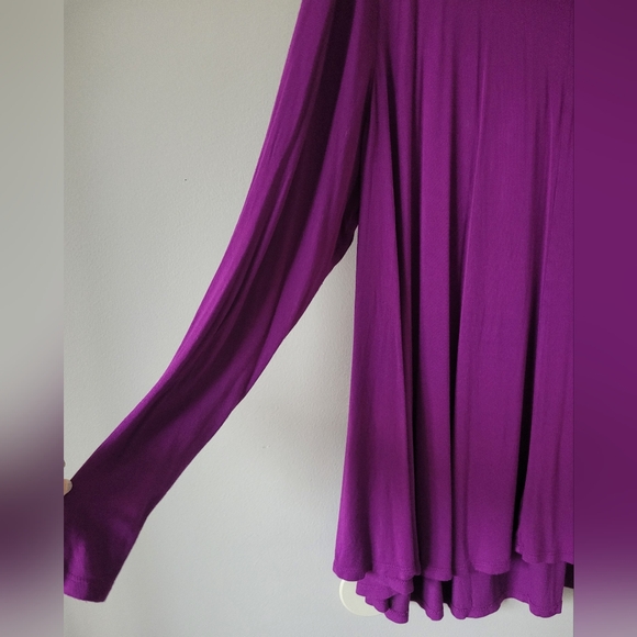 Lane Bryant Smocked Yoke Max Swing Purple Women's Tunic Top Drapey 26-28 - Picture 8 of 16